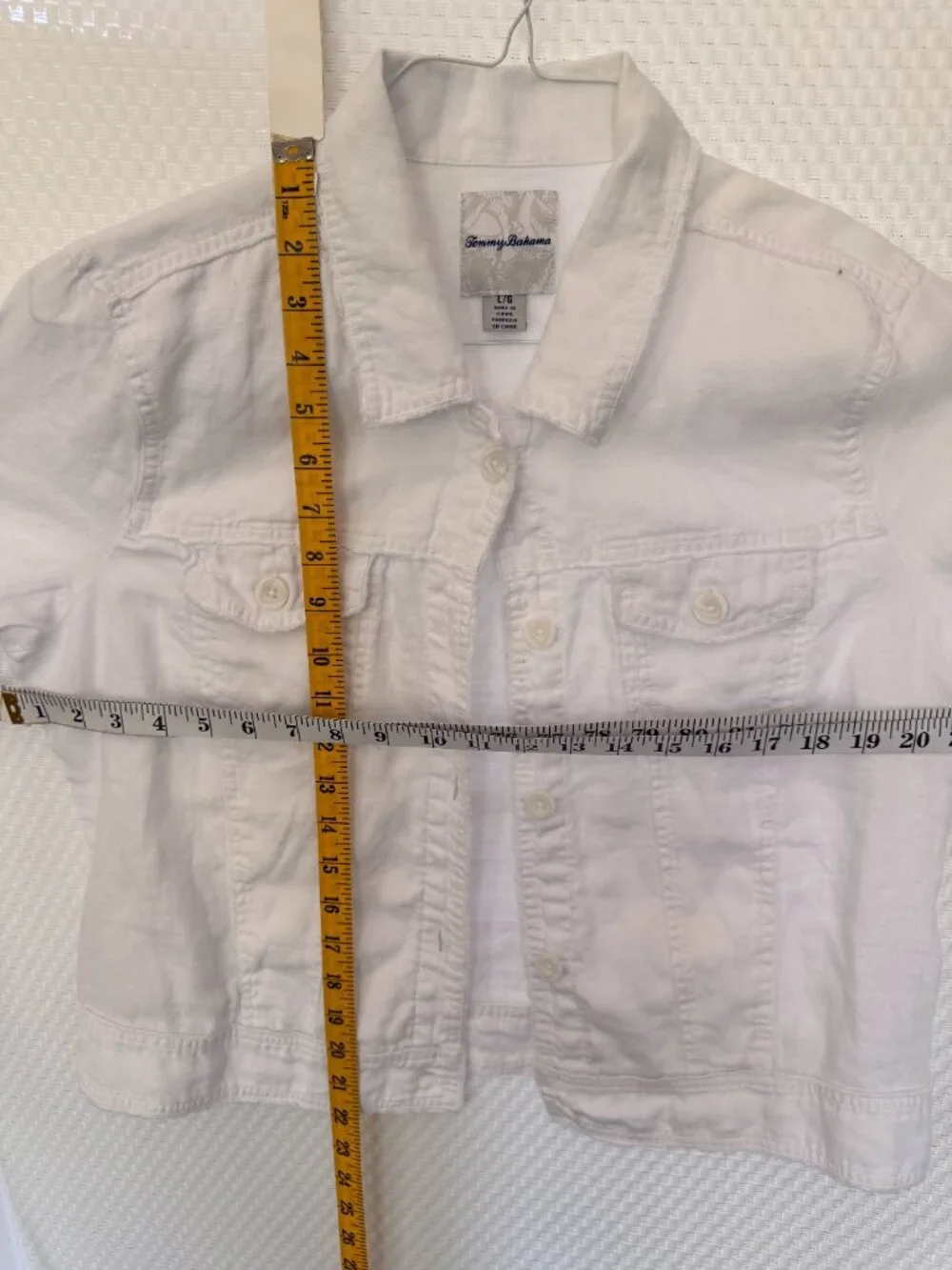 TOMMY BAHAMA WHITE LINEN JEAN JACKET STYLING JACKET SIZE L - Picture 8 of 10